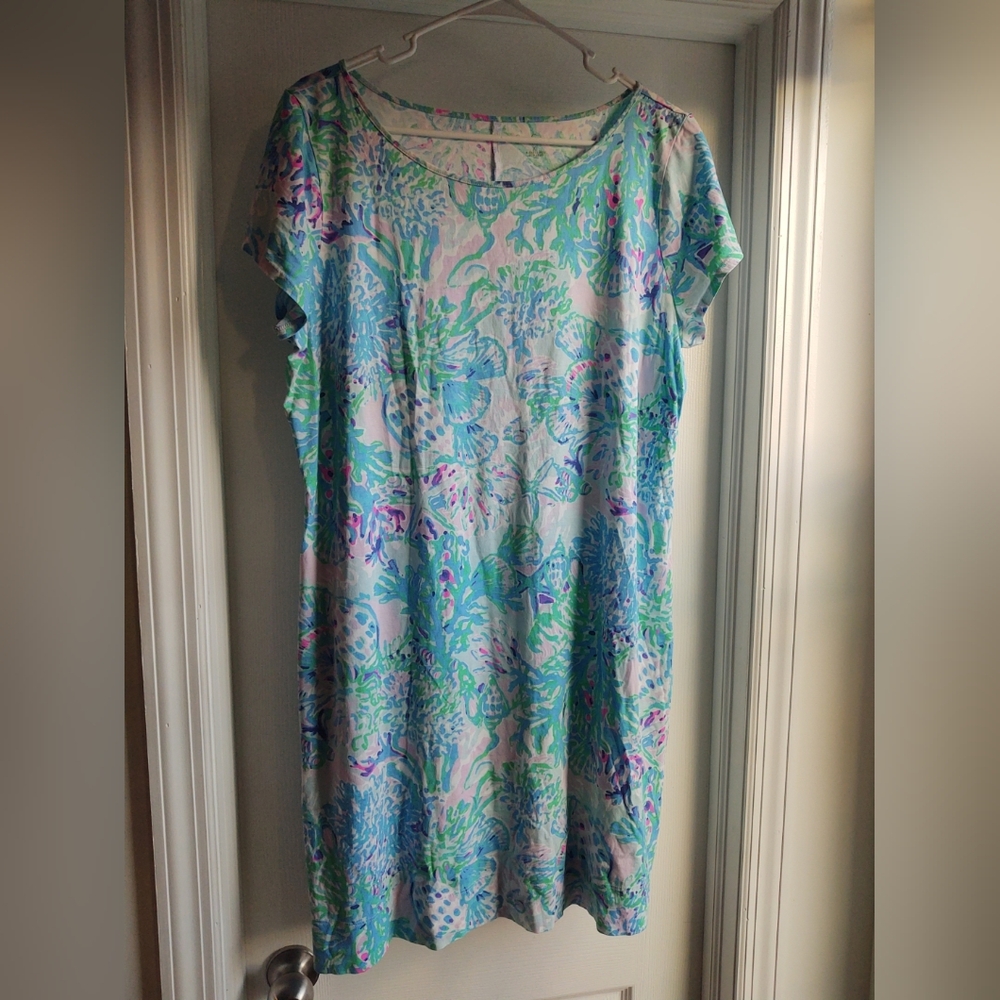 Pretty LILLY PULITZER Short Sleeve Dress X-Large Light Spring Summer Marlowe XL